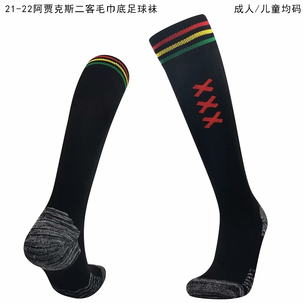 AAA Quality Ajax 21/22 Third Black Soccer Socks